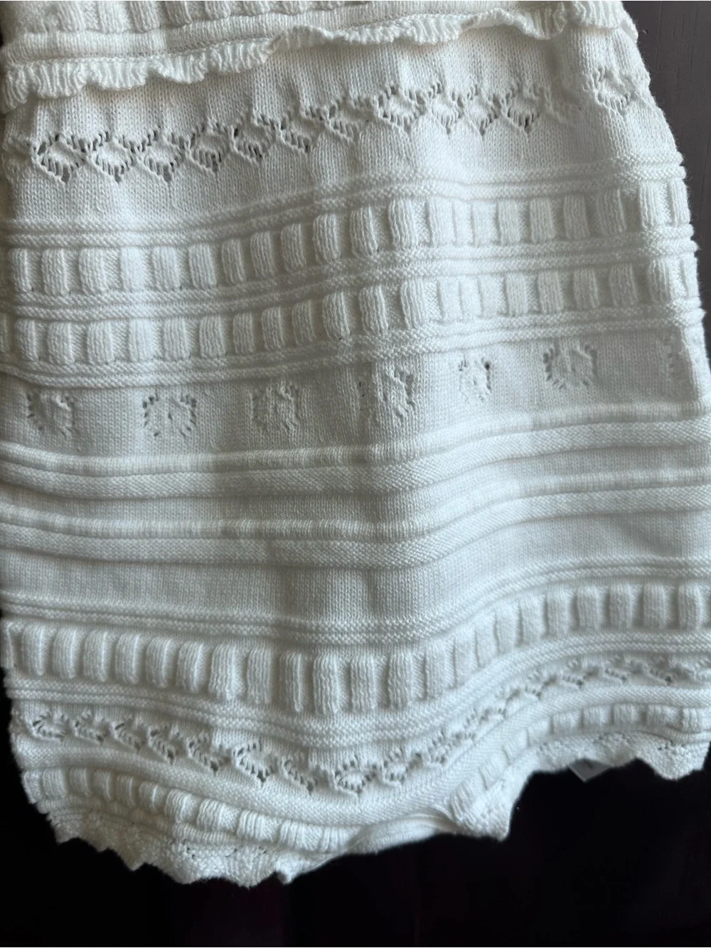Baby Gap White Knit Baby Romper - Textured Crochet Detail